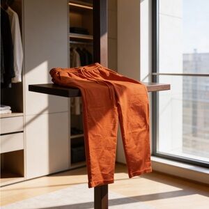 J. Crew Bright Orange Elastic Waist Linen Pants